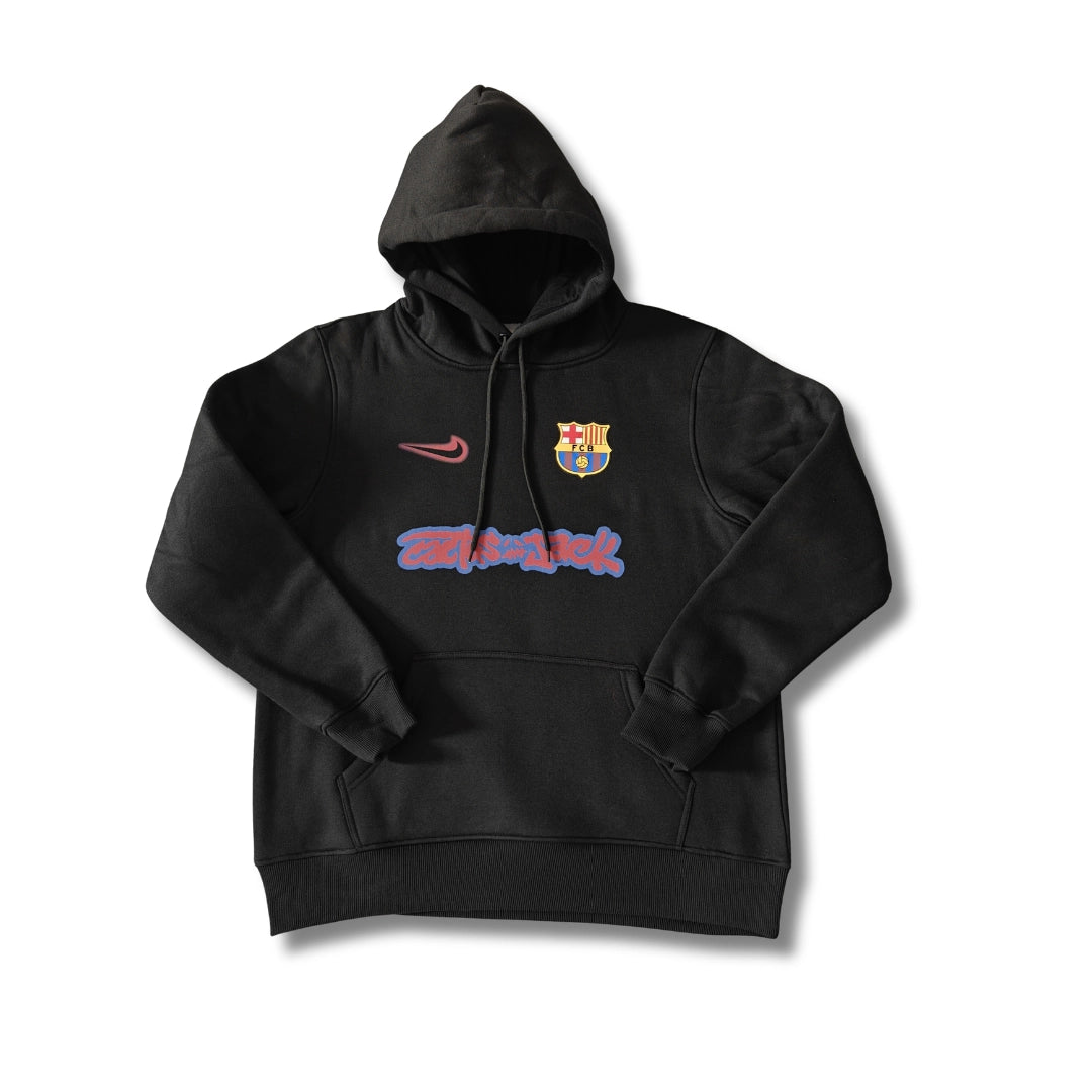 Barcelona x Travis Scott Reversed Nike Swoosh Black Hoodie - My Store