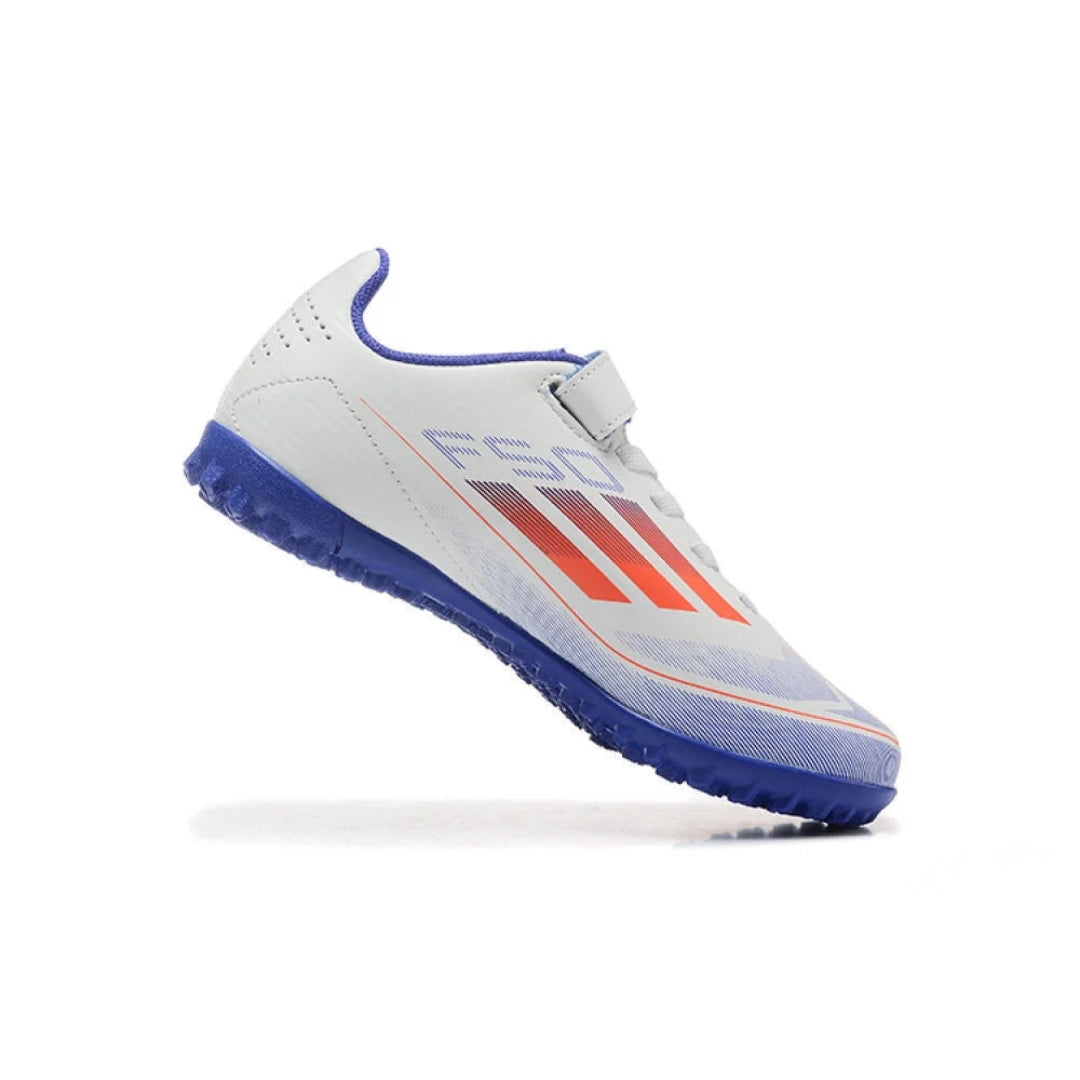 Kids F50 Elite White/Blue - Turf