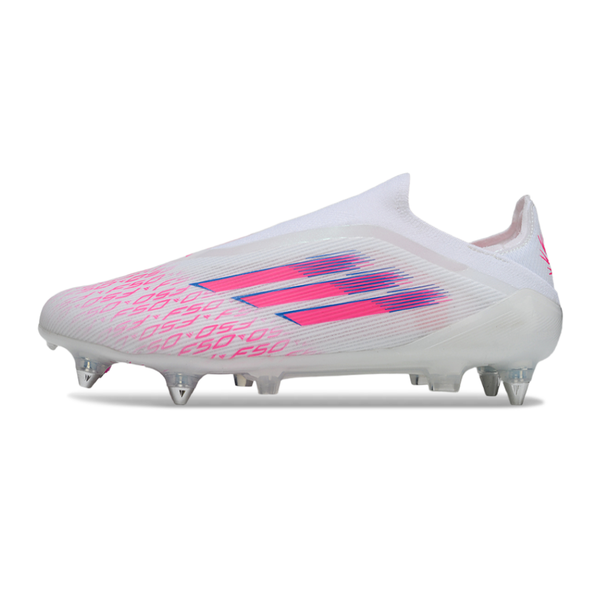 حذاء F50+ بدون أربطة Elite أبيض/وردي - FG