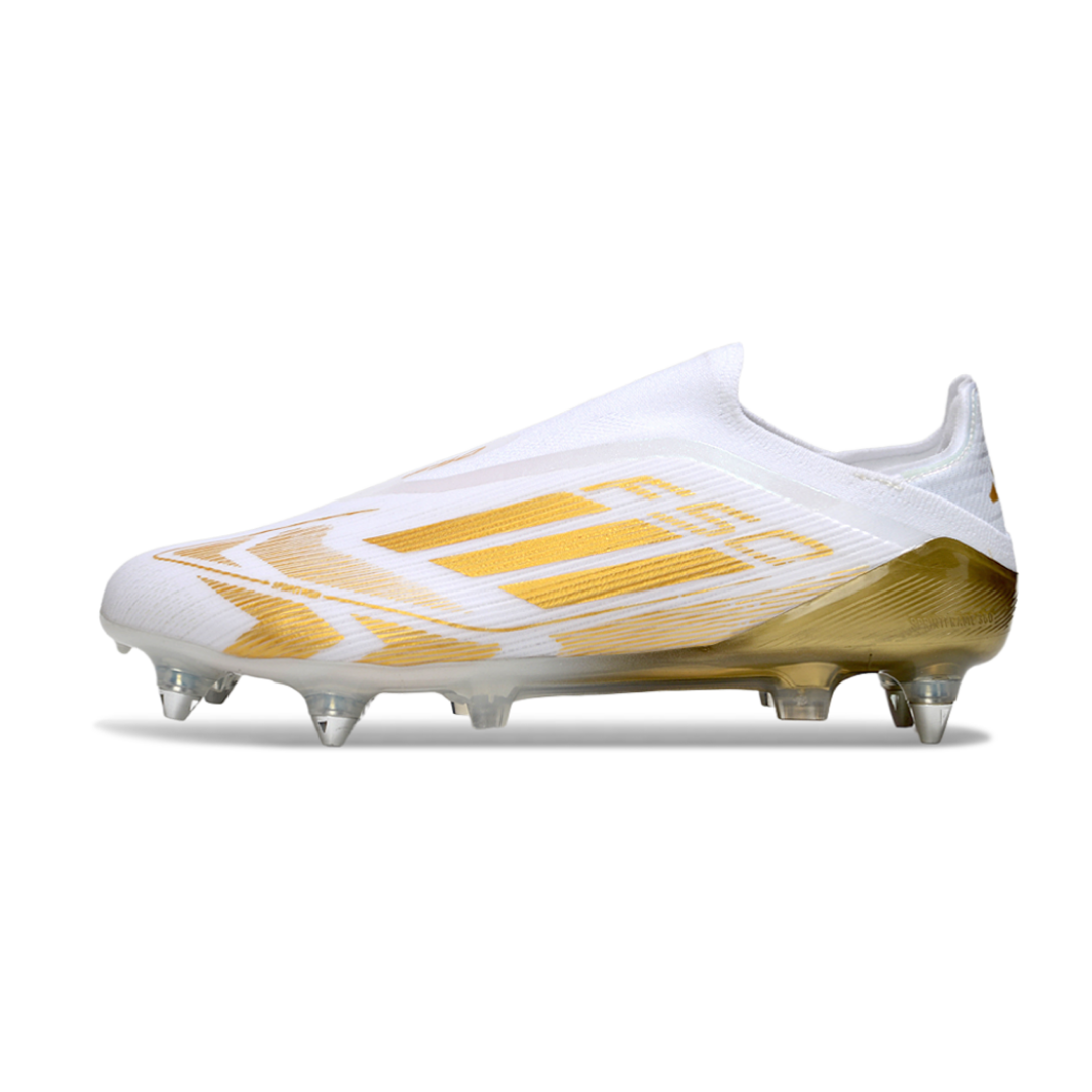 حذاء F50 بدون أربطة Elite أبيض/ذهبي - FG