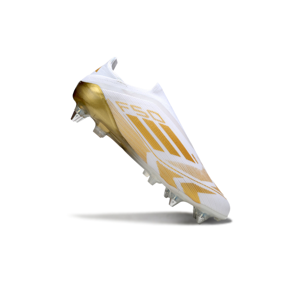 حذاء F50 بدون أربطة Elite أبيض/ذهبي - FG