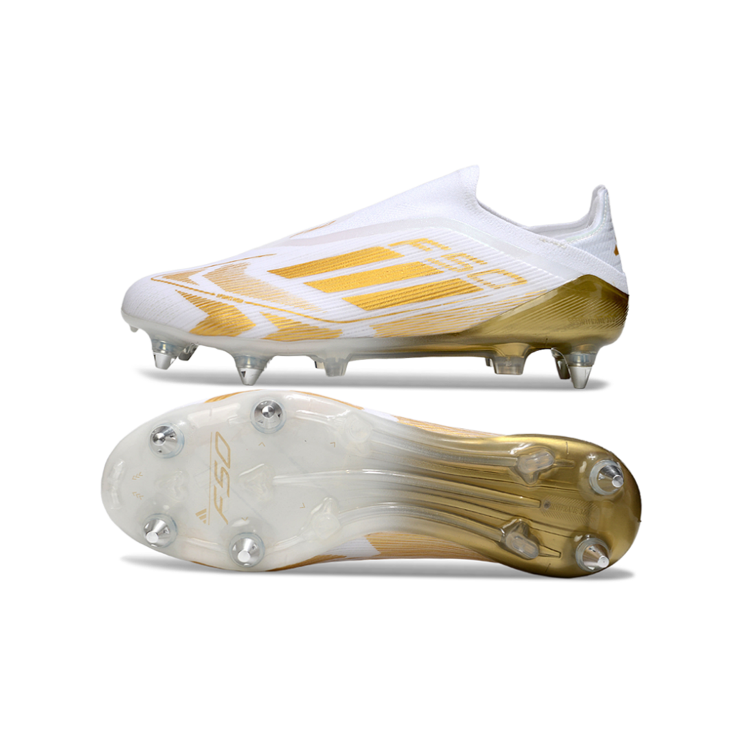 حذاء F50 بدون أربطة Elite أبيض/ذهبي - FG