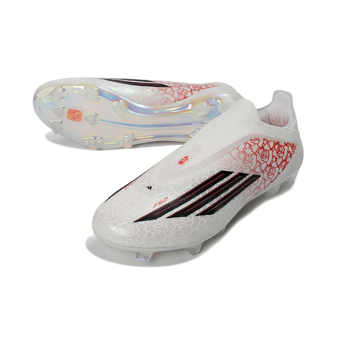 حذاء F50 بدون رباط Elite أبيض/أرجواني/أسود - FG
