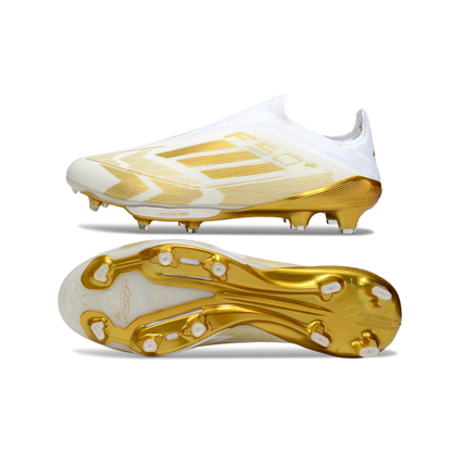 حذاء F50+ بدون أربطة Elite أبيض/ذهبي - FG