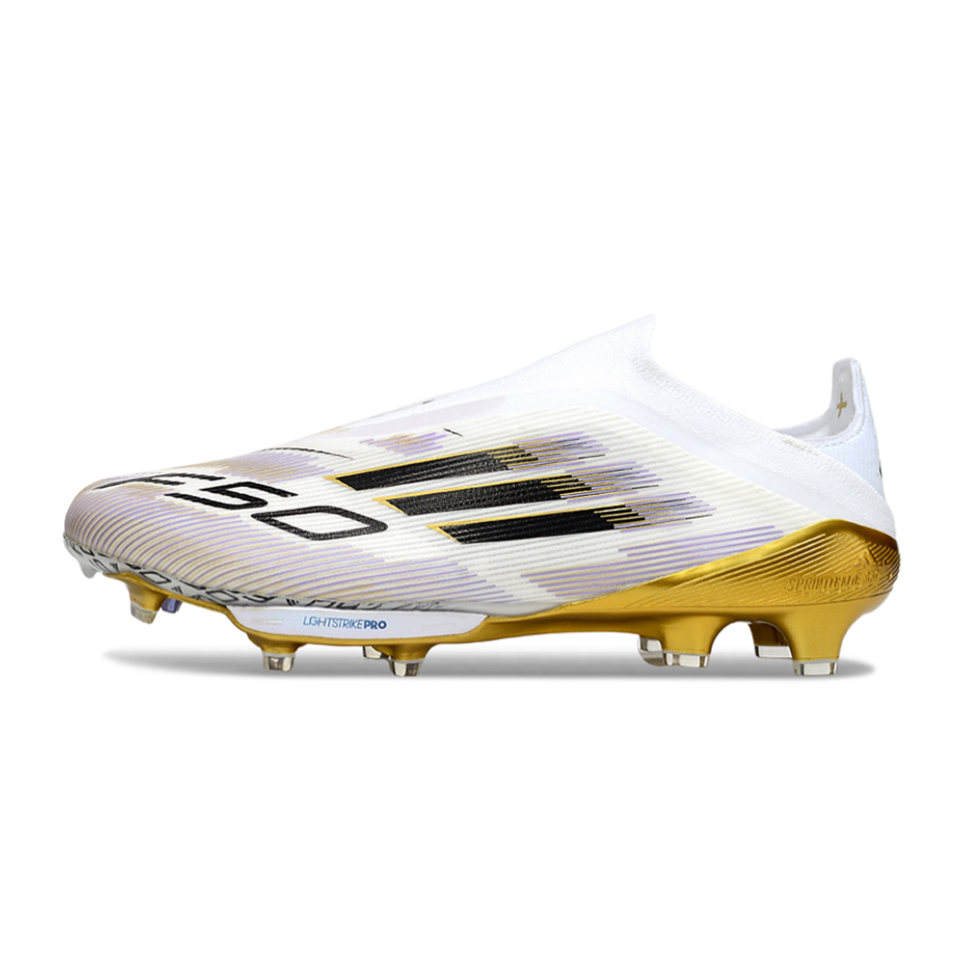 حذاء F50+ بدون أربطة Elite أبيض/ذهبي/أسود - FG
