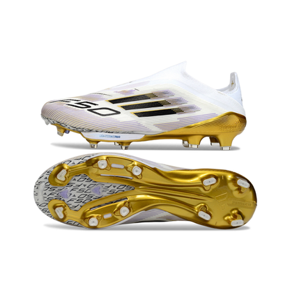 حذاء F50+ بدون أربطة Elite أبيض/ذهبي/أسود - FG