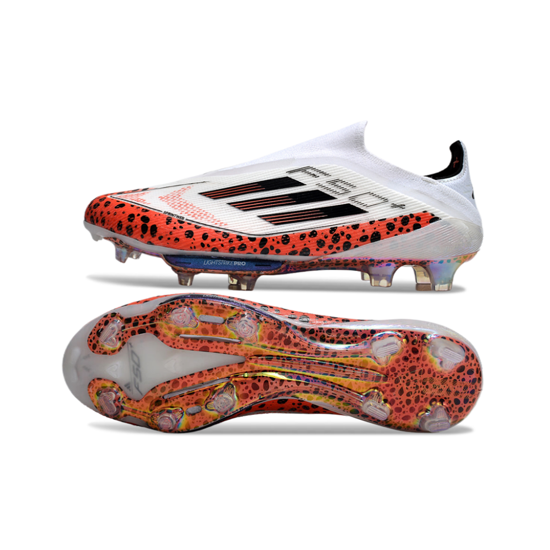 حذاء F50+ بدون أربطة Elite أبيض/مرقط - FG