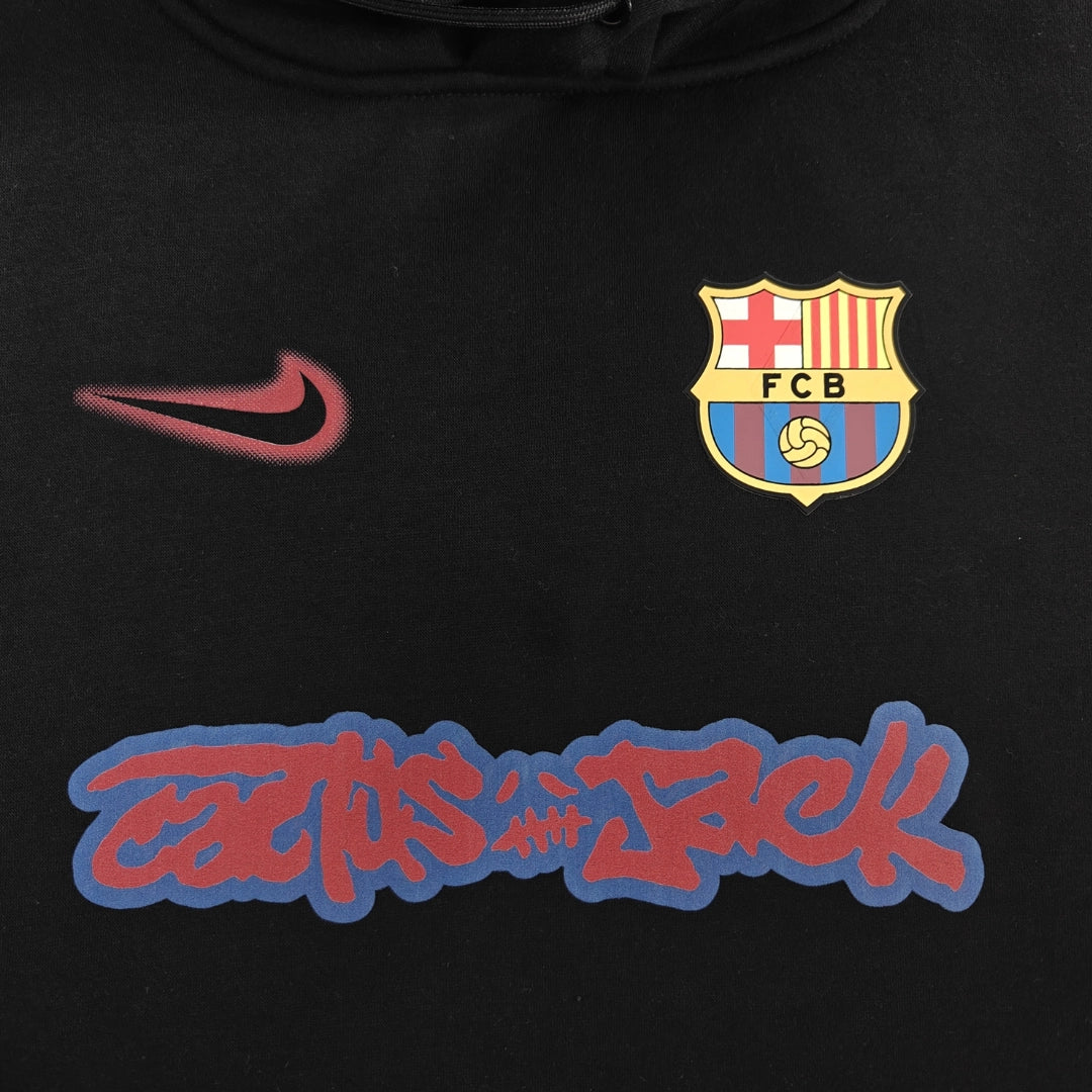 Barcelona x Travis Scott Reversed Nike Swoosh Black Hoodie - My Store