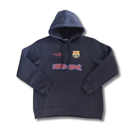 Barcelona x Travis Scott Reversed Nike Swoosh Navy Hoodie