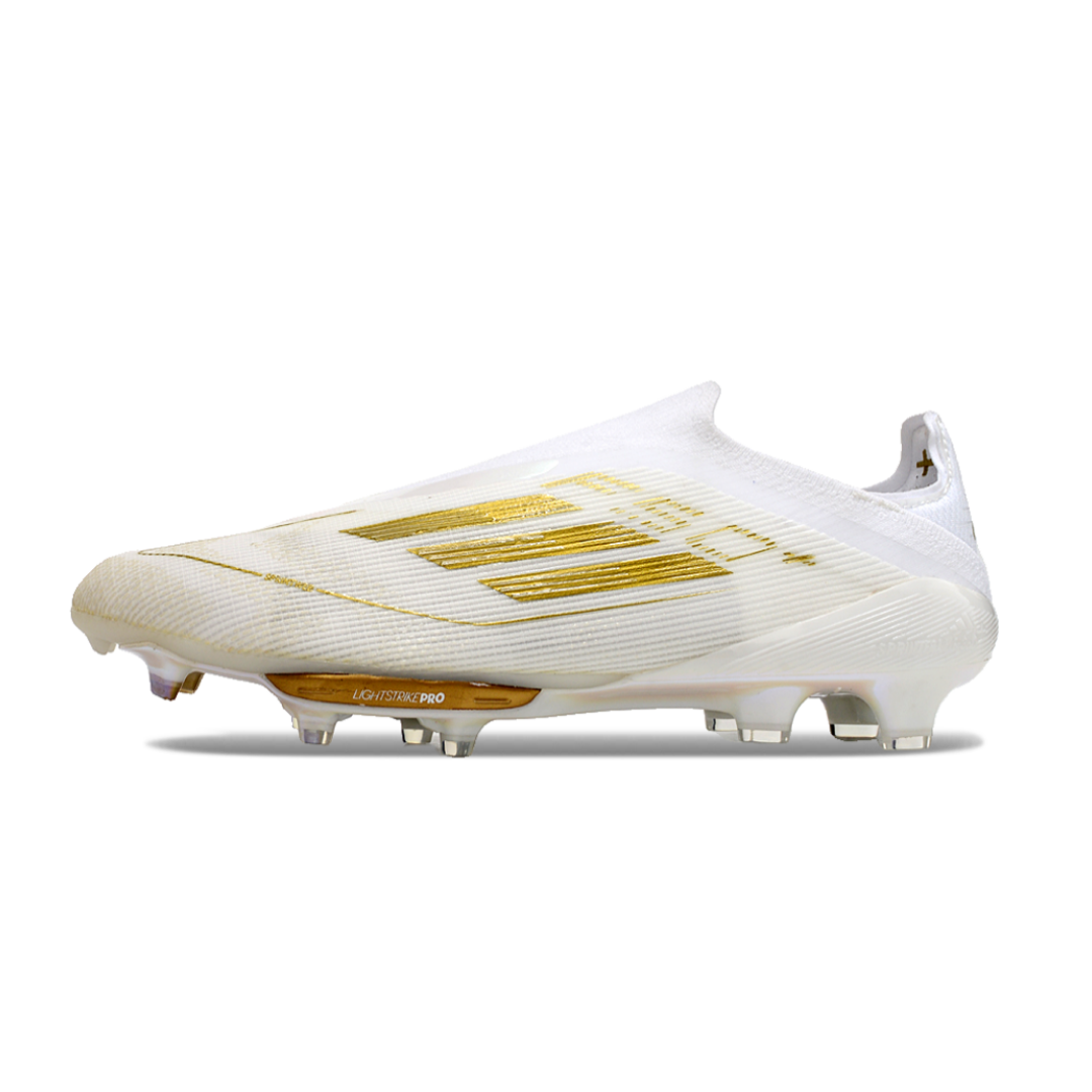 حذاء F50+ بدون أربطة Elite أبيض/ذهبي - FG