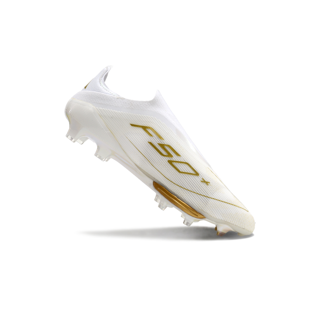 حذاء F50+ بدون أربطة Elite أبيض/ذهبي - FG