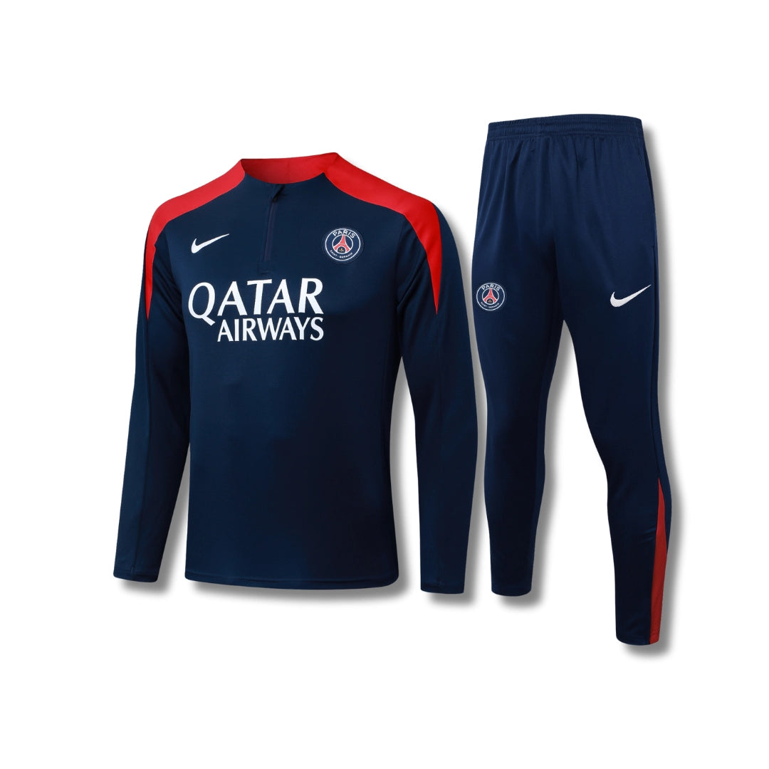 بدلة رياضية باريس سان جيرمان باللون الأزرق البحري/الأحمر