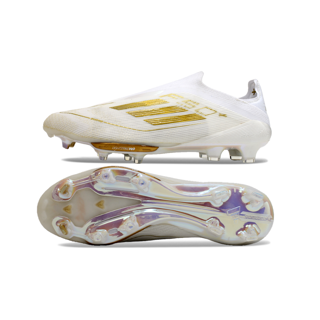 حذاء F50+ بدون أربطة Elite أبيض/ذهبي - FG