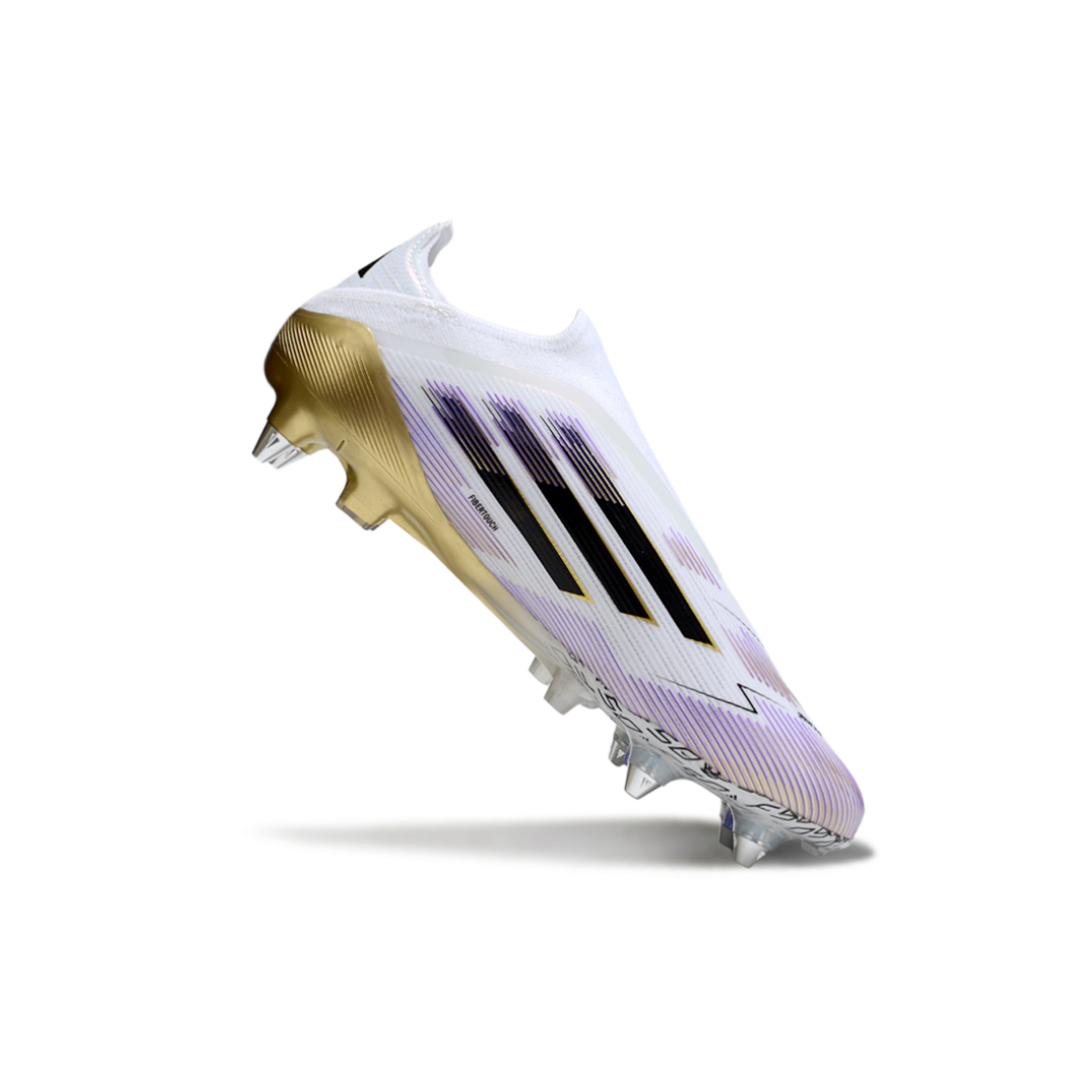 حذاء F50 بدون رباط Elite أبيض/أرجواني/أسود - FG