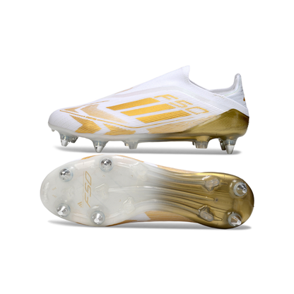حذاء F50 بدون أربطة Elite أبيض/ذهبي - FG